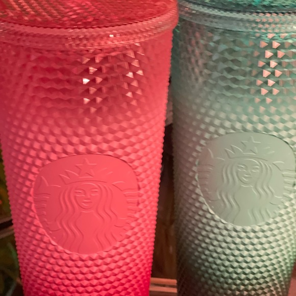 NEW SET✨Starbucks 2022 Holiday Bling Gradient Venti Mint & Pink Blush Tumblers - Picture 3 of 7